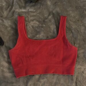 Red Ribbed Women's Crop Top